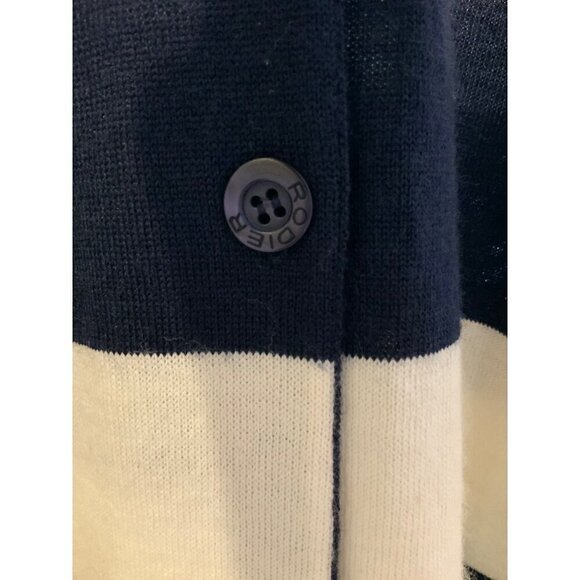 Rodier Paris  vintage womens cardigan/ jacket  navy white  wide stripe - Picture 3 of 11